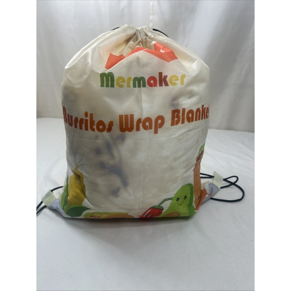 NIP Burritos Wrap Blanket Merrymaker W/ Drawstring Backpack 70" Round